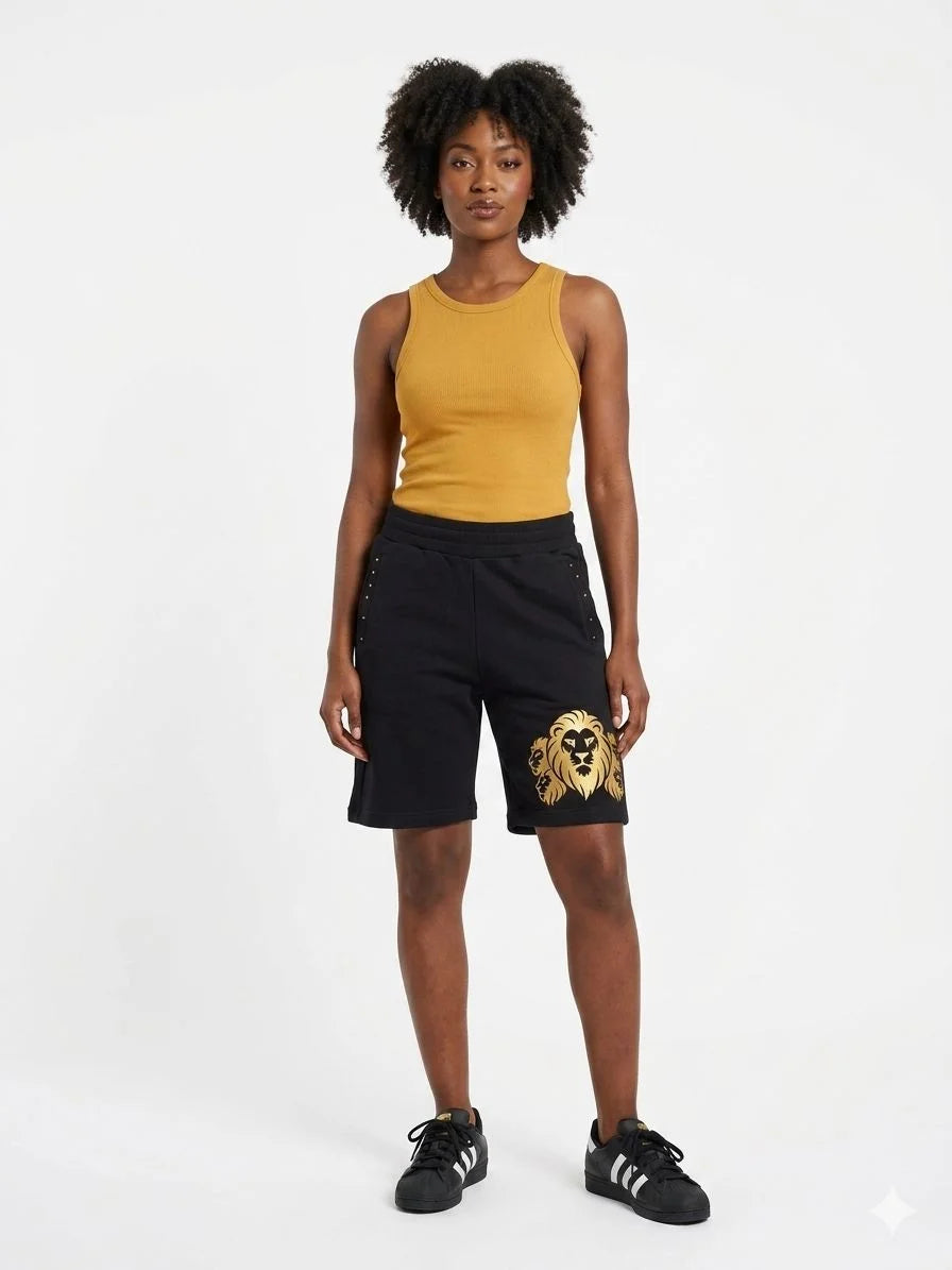 5X Paris Lion's Head Unisex Heavy Sweat Shorts – Black
