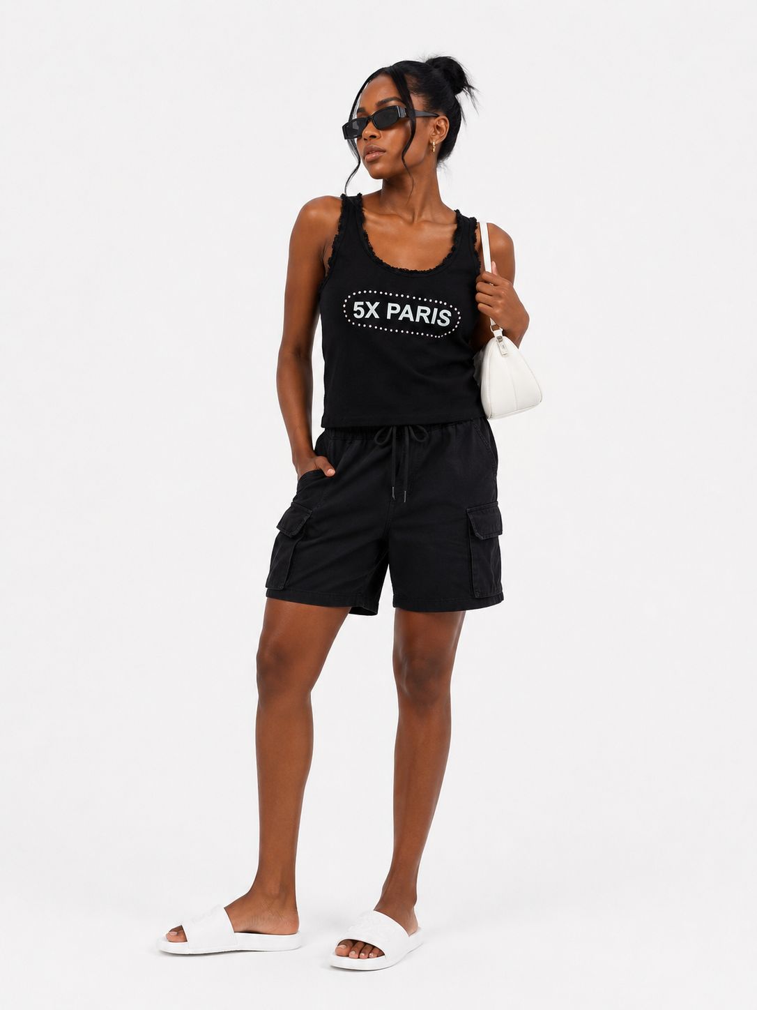 5X Paris Dismante Black Sleeveless Tank Top