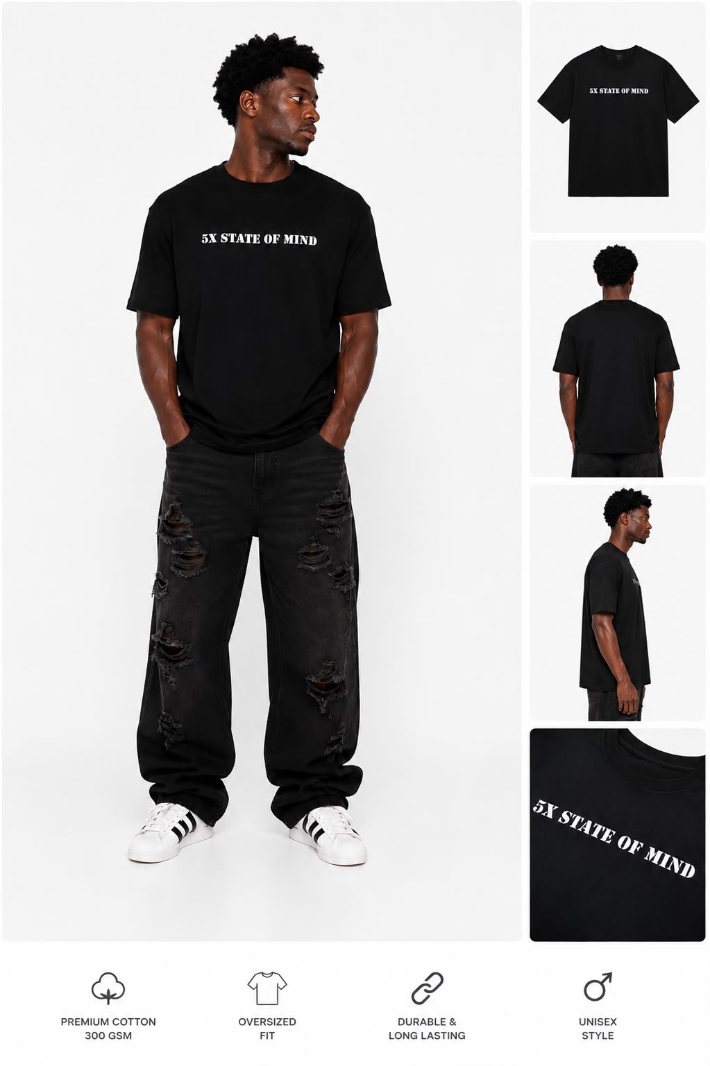 5X Paris Statement Mind Unisex T-Shirt – Black