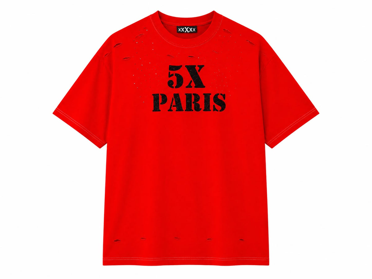 5X Paris Distressed Tee
