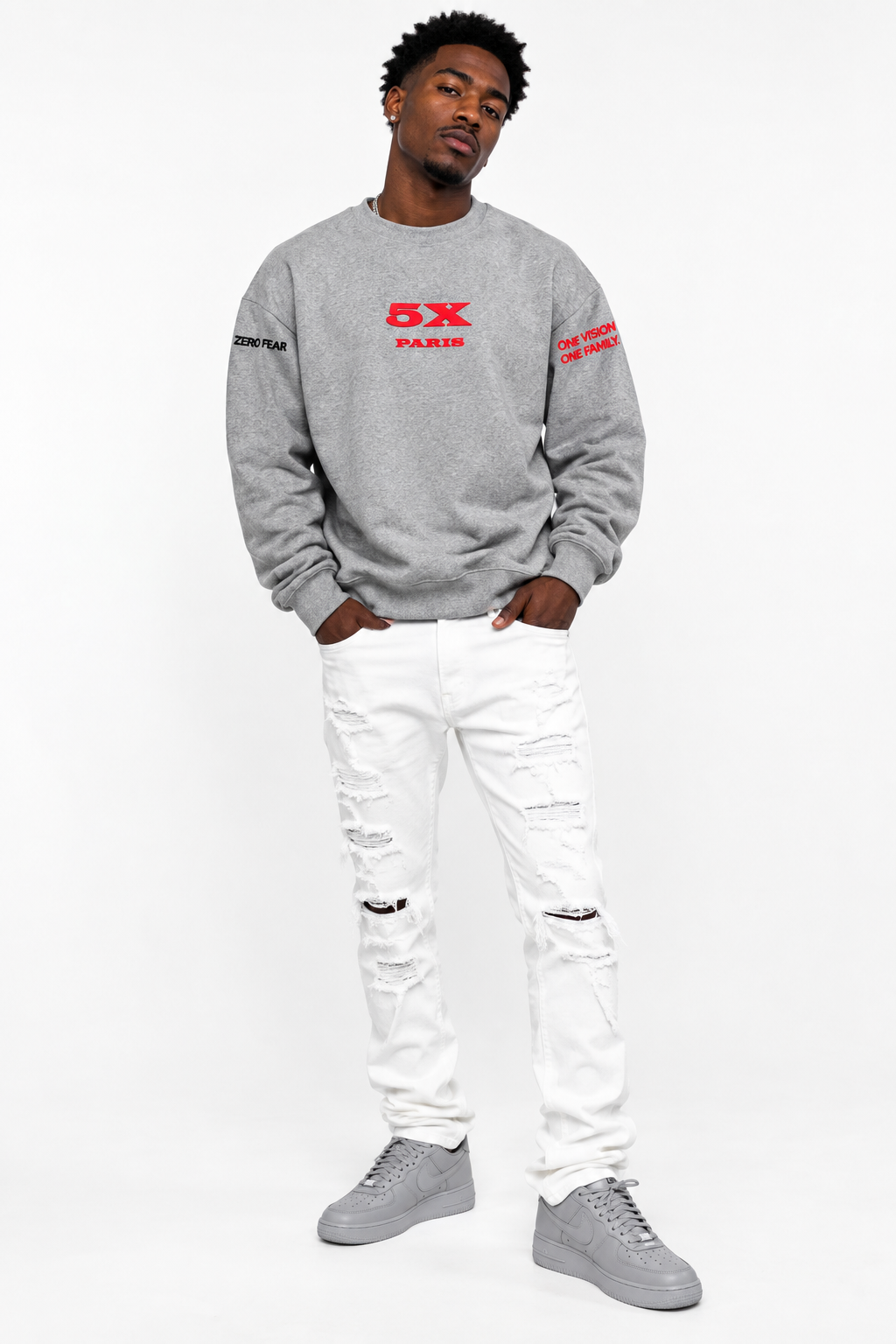 5X Paris ULTRA HEAVYWEIGHT CREWNECK GREY MELANGED