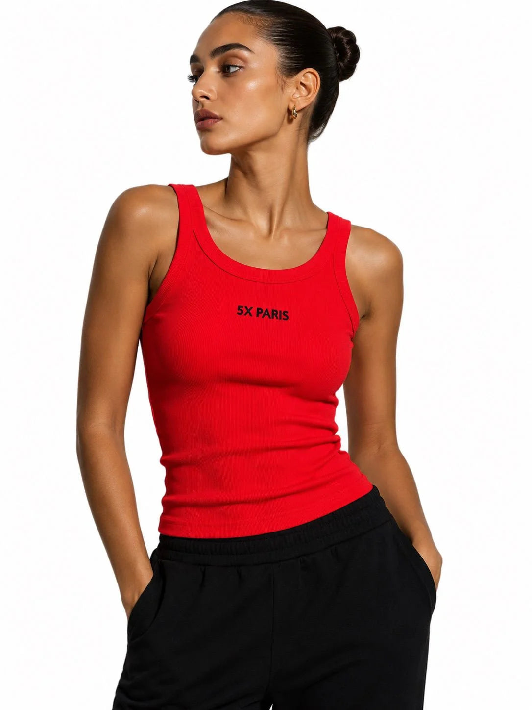 5X Paris Red Cotton Tank Top