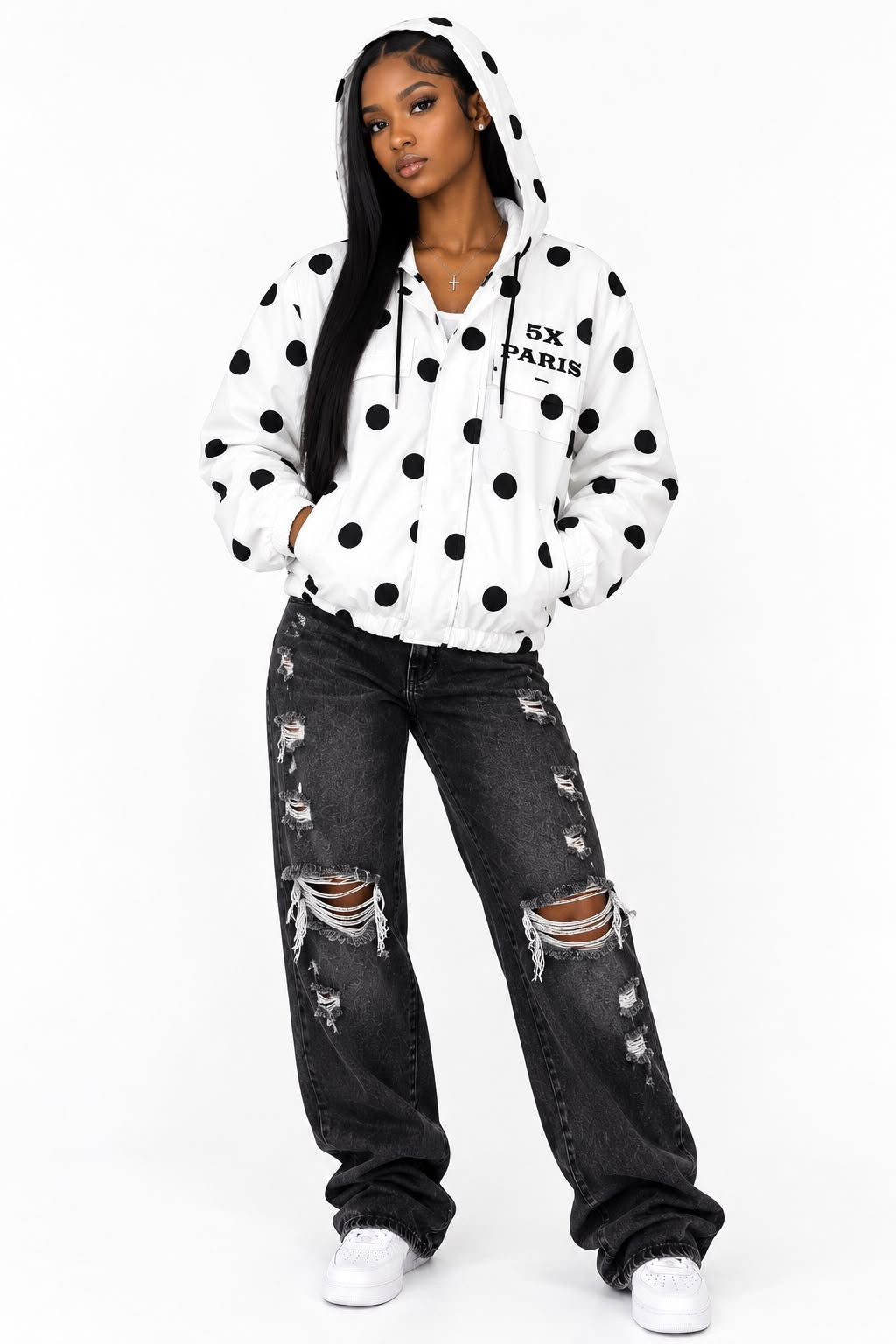 5X Paris Polka Dot Windbreaker