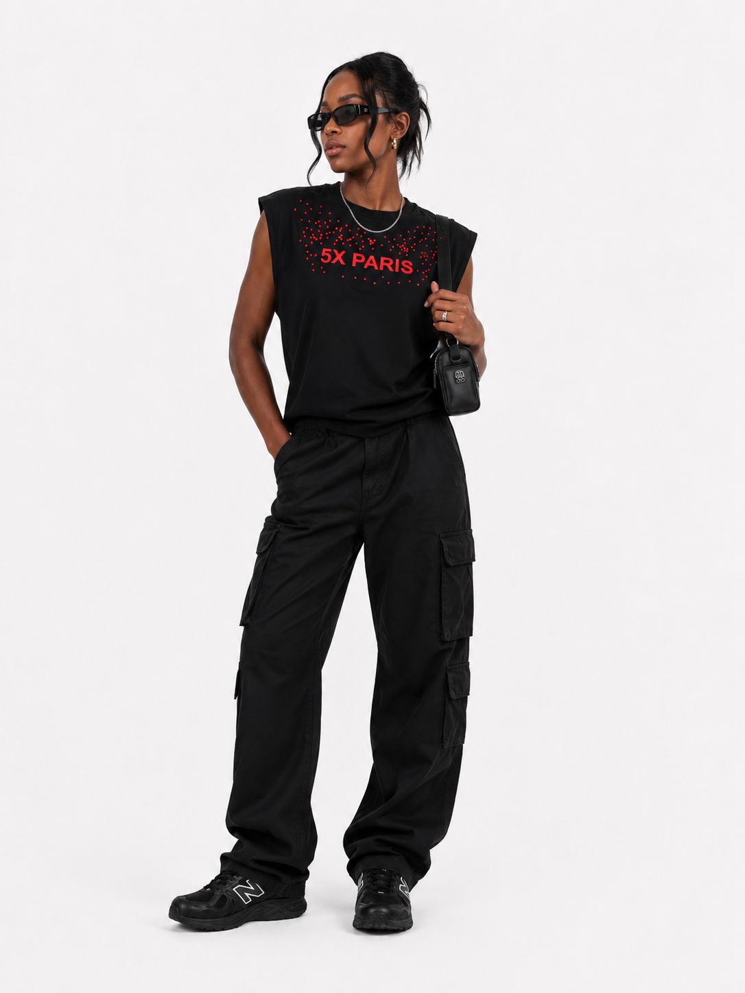 5X Paris Unisex BOXY TANK TEE  Black & White