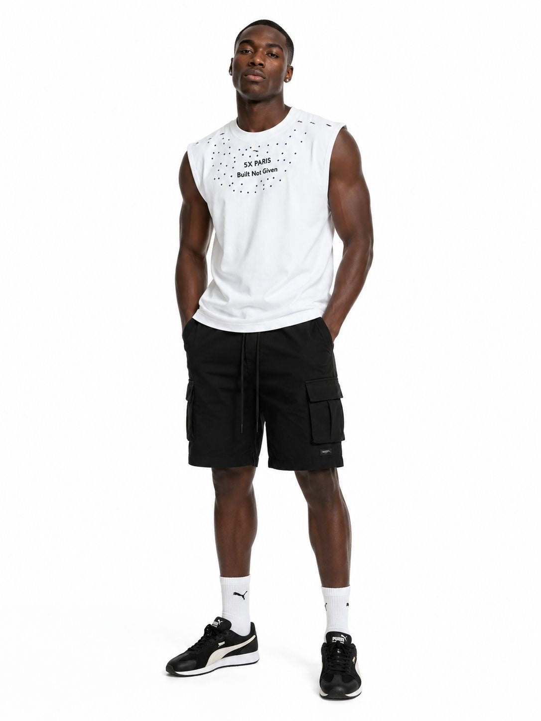 5X Paris Unisex BOXY TANK TEE  Black & White