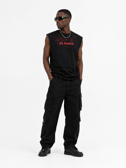 5X Paris Unisex BOXY TANK TEE  Black & White