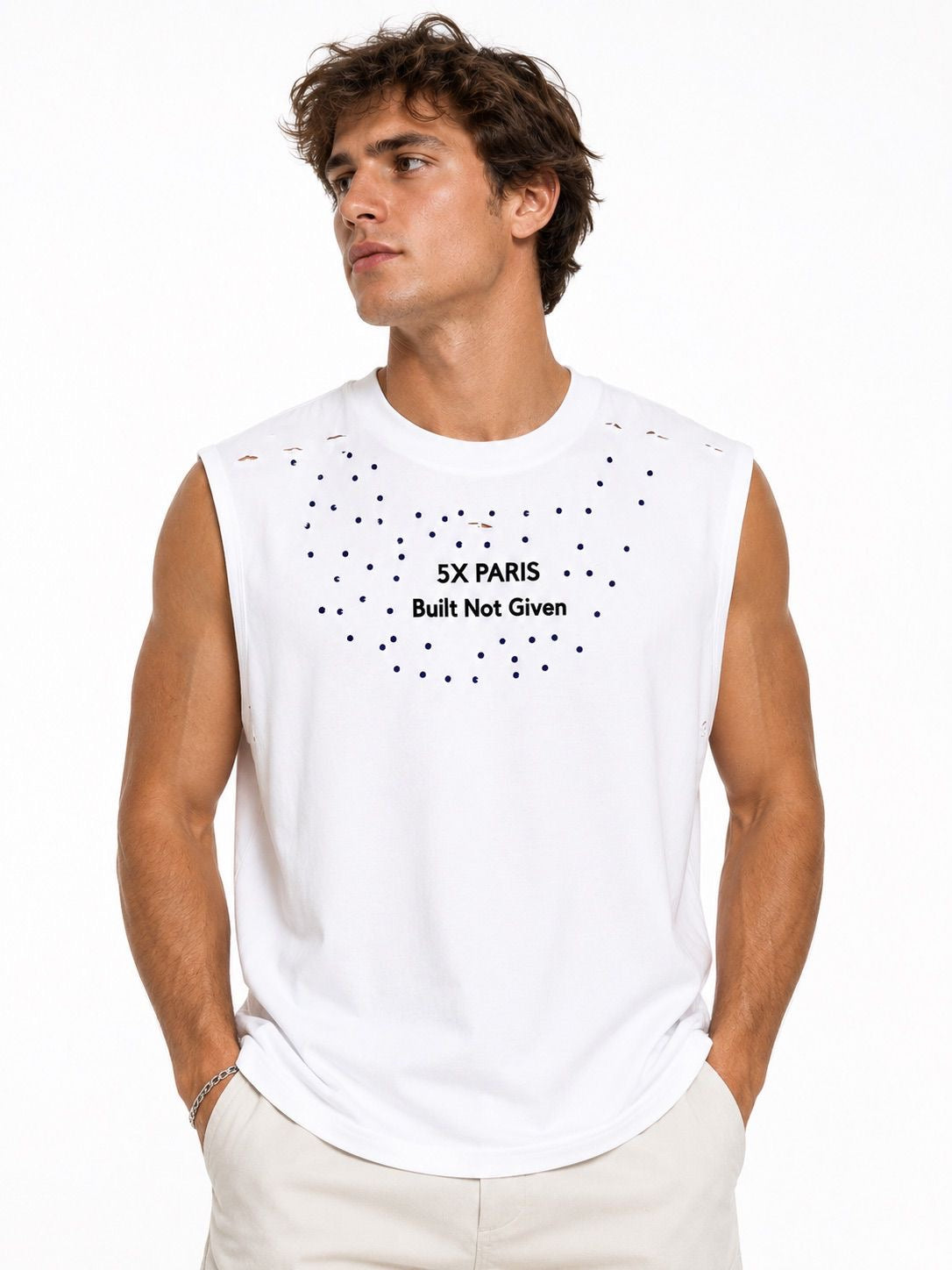 5X Paris Unisex BOXY TANK TEE  Black & White