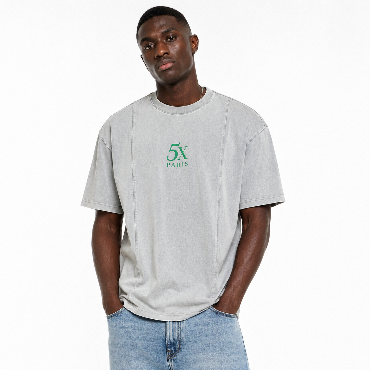 5X Paris Unisex Heavy Luxury Oversized Tee – Gray