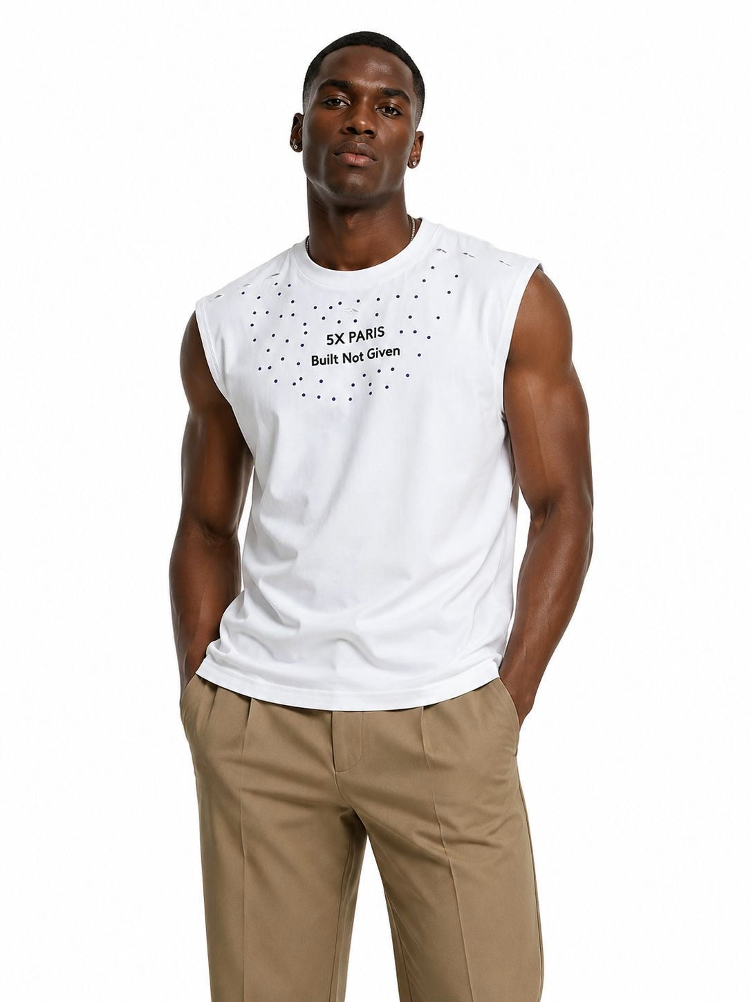 5X Paris Unisex BOXY TANK TEE  Black & White