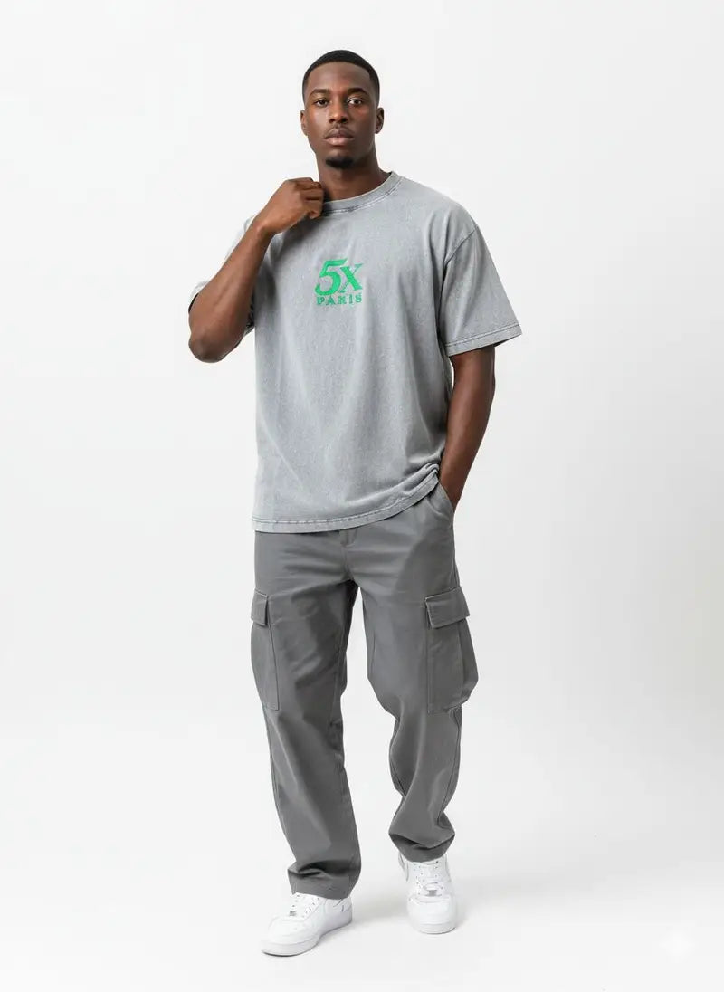 5X Paris Unisex Heavy Luxury Oversized Tee – Gray