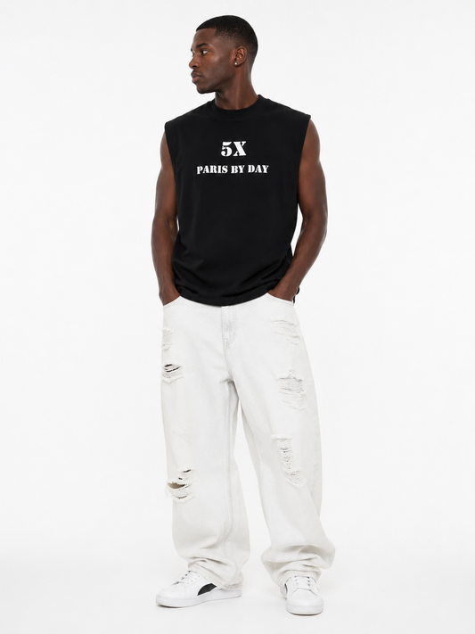 5X Paris By Day Unisex Boxy Tee – Black
