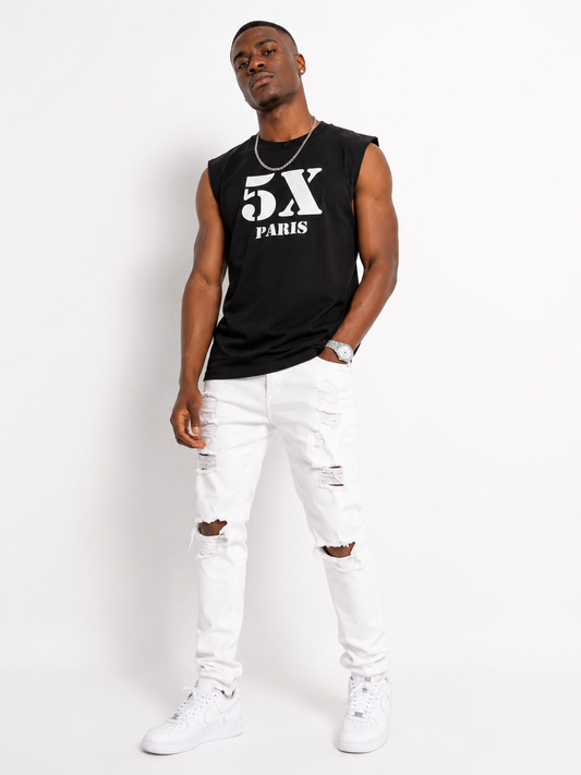5x Paris BOXY TANK TEE - BLACK