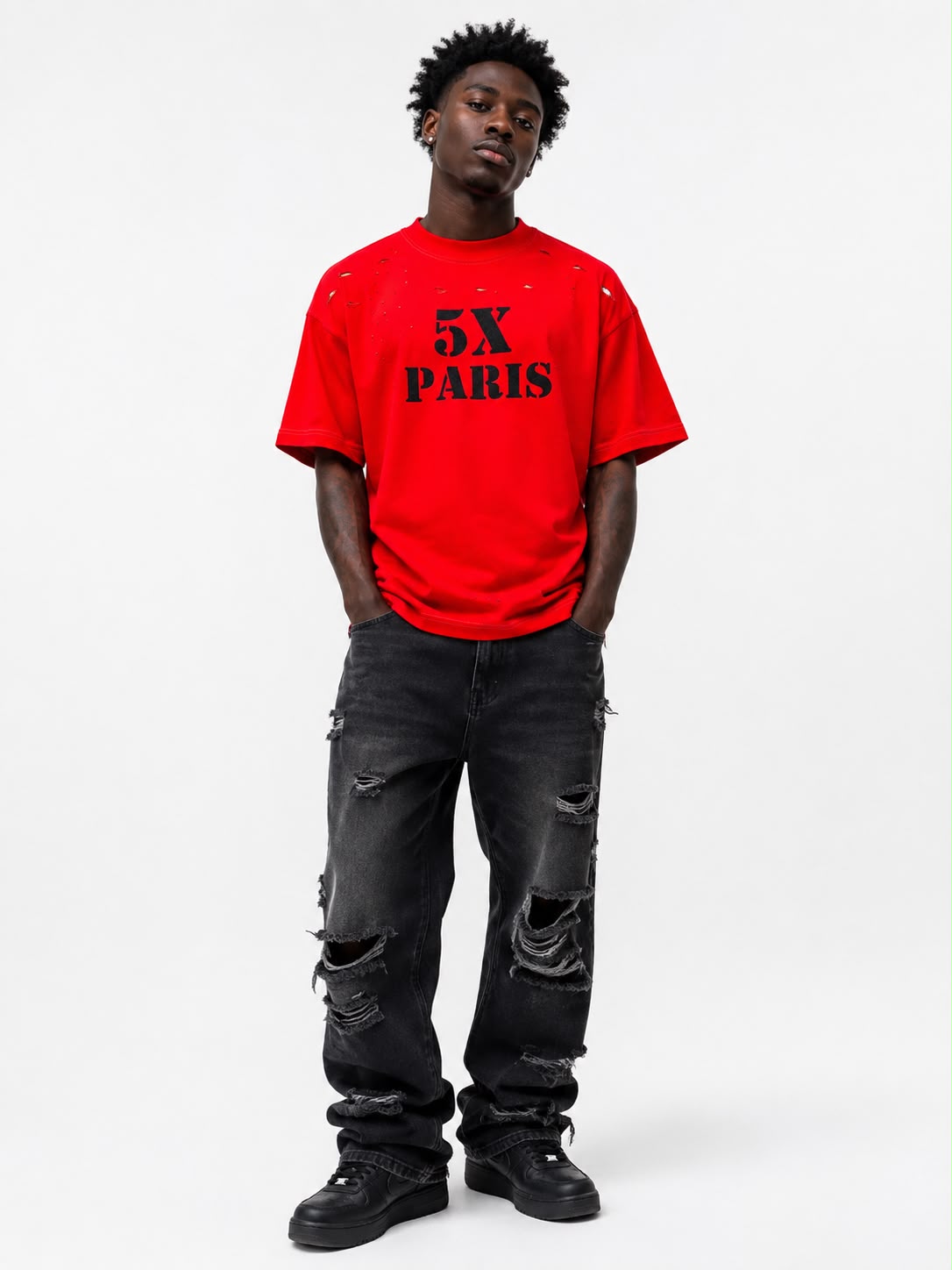 5X Paris Distressed Tee