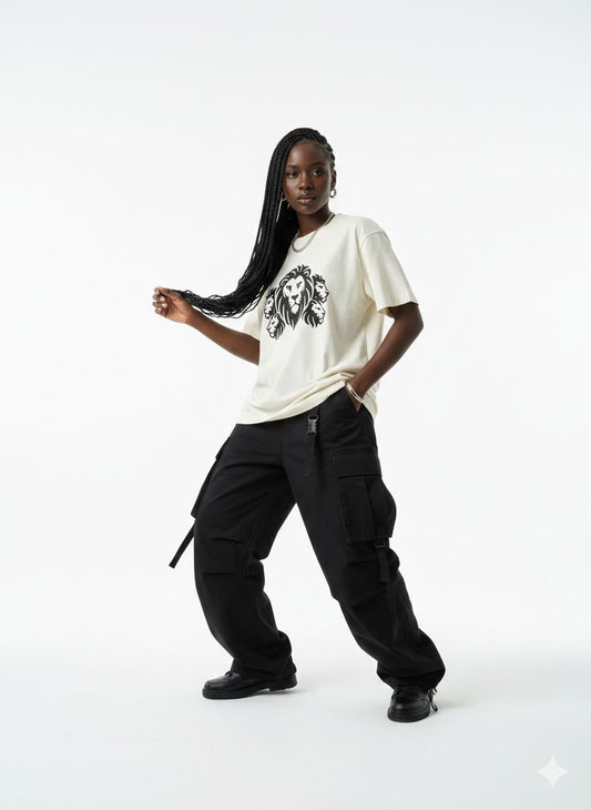 5X Paris Lion Unisex Loose Tee – Ecru