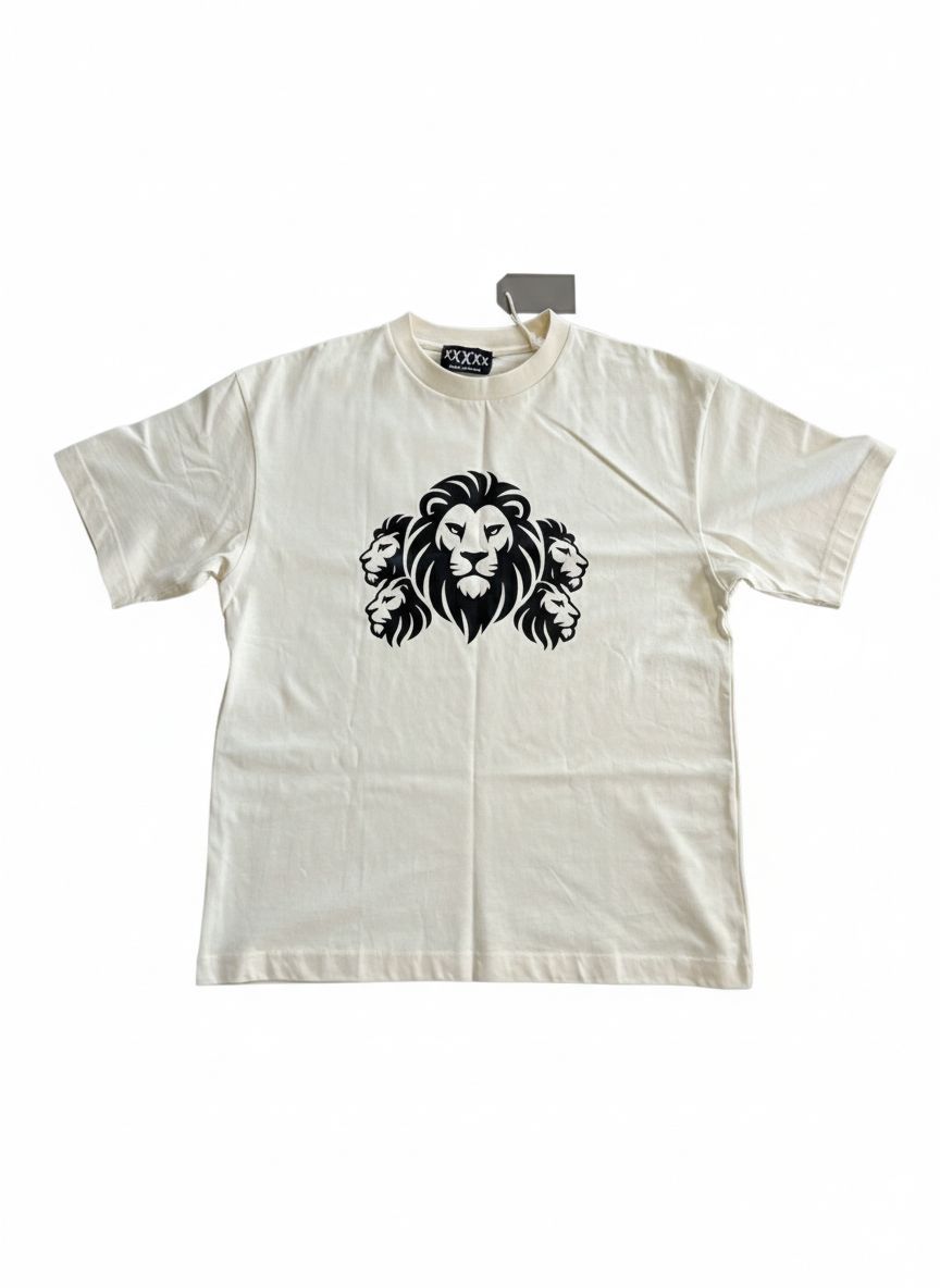 5X Paris Lion Unisex Loose Tee – Ecru