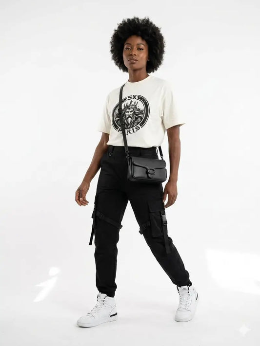 5X Paris Poseidon Head Unisex Loose Tee – Ecru