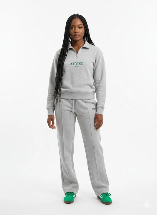 5X Paris XxXxx Unisex Half Zip Sweater Set – Gray