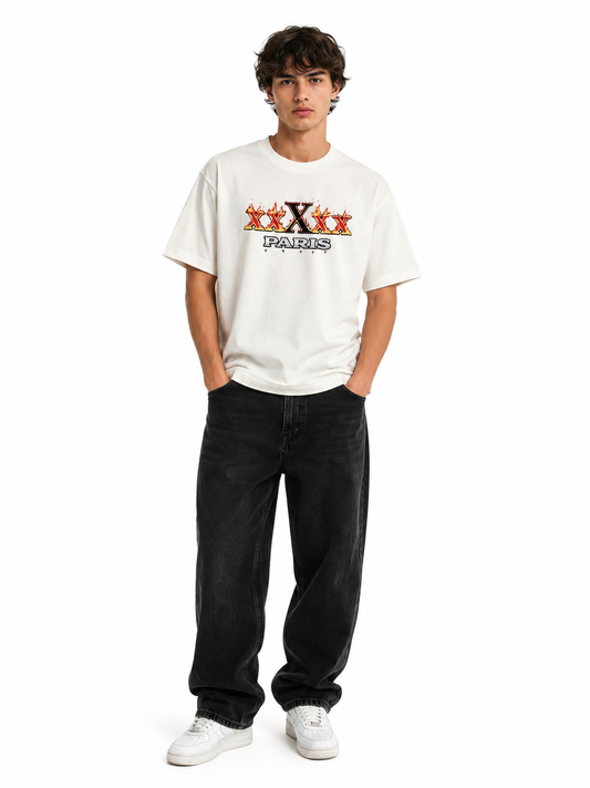 5X Paris xxXxx Unisex Luxury Loose Tee – Ecru