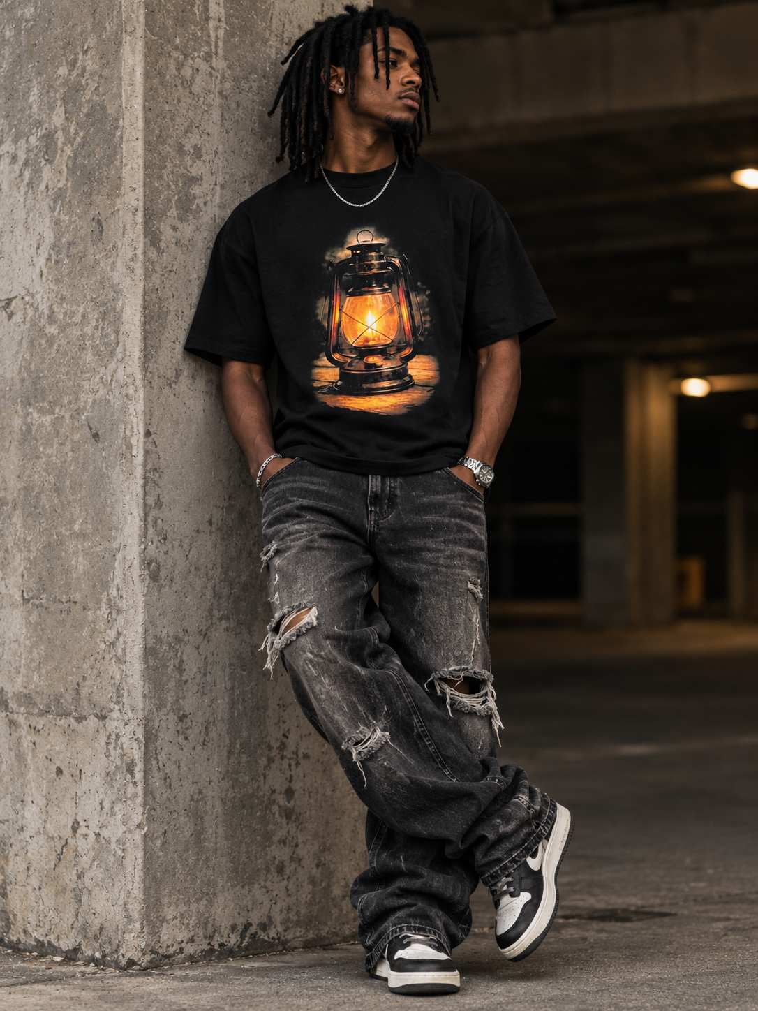 5X Paris Hurricane Lantern Unisex Oversized Graphic Tee