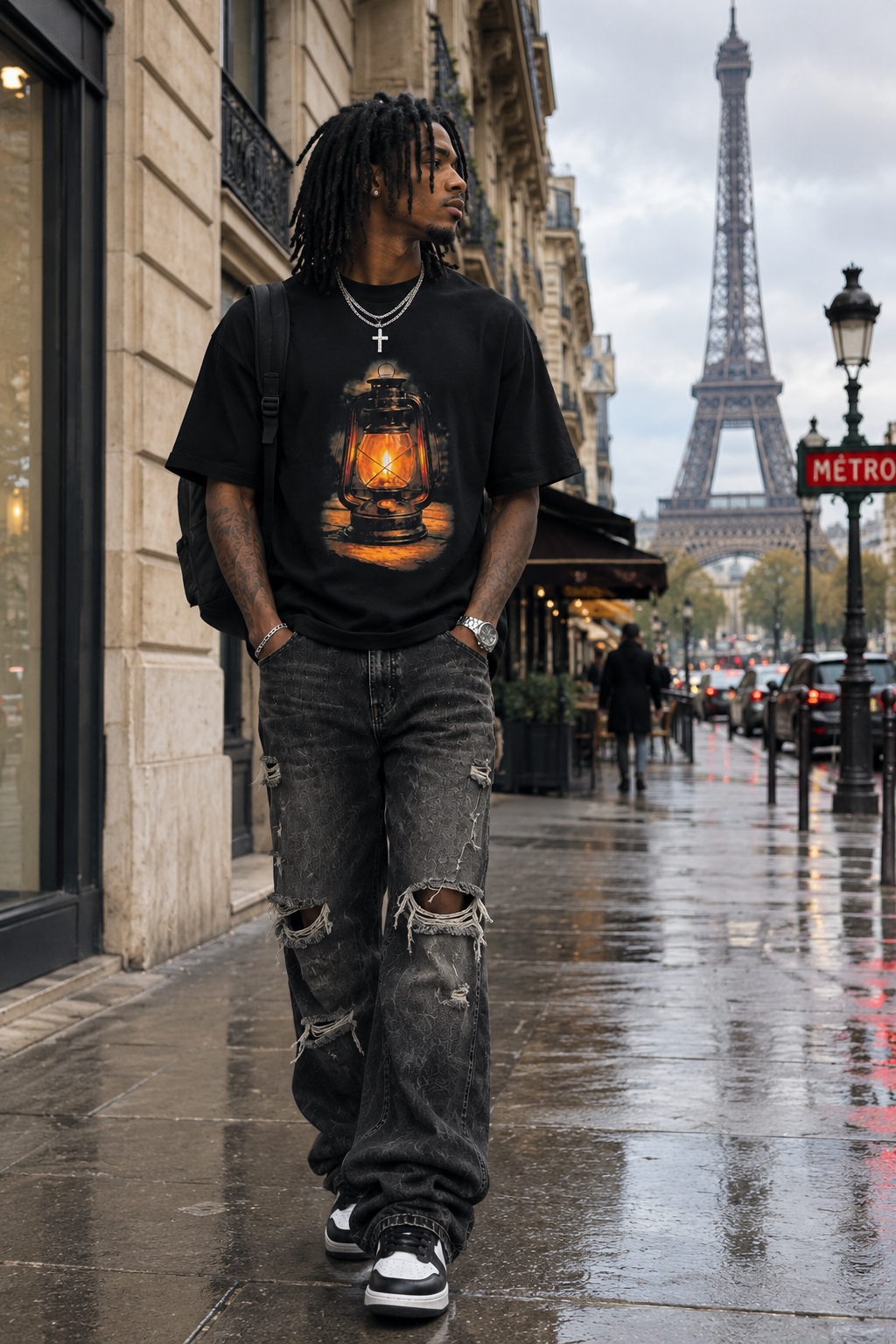 5X Paris Hurricane Lantern Unisex Oversized Graphic Tee
